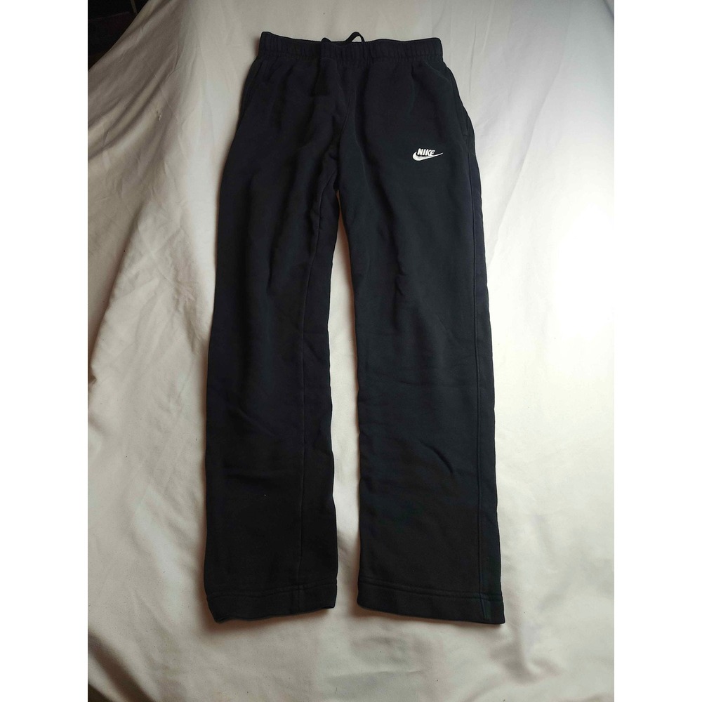 Nike Sportswear Club Fleece Sweatpants Black Straight Leg Open Hem Womens Small